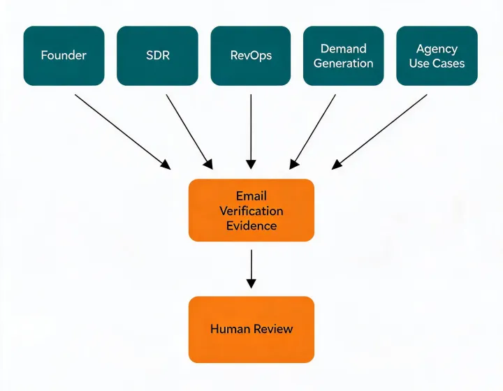 Map of email verification use cases by revenue role